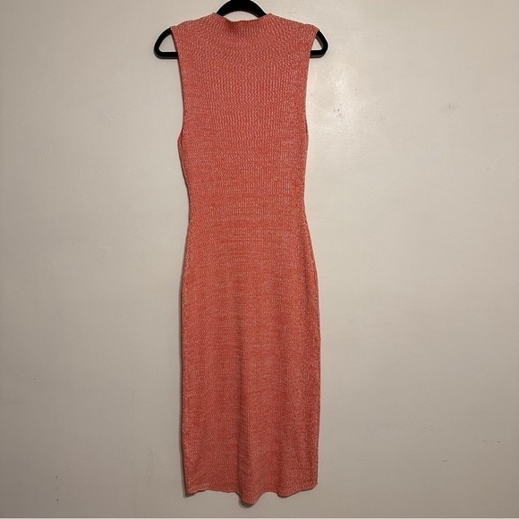 Anthro Daily Practice Ribbed Mock Neck Midi Dress Size Medium Coral Orange - Picture 6 of 6